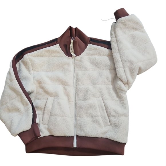 NWOT Free People Tan/brown Fleece Sherpa Scrunchy Pipa Jacket Sz S - Picture 5 of 10